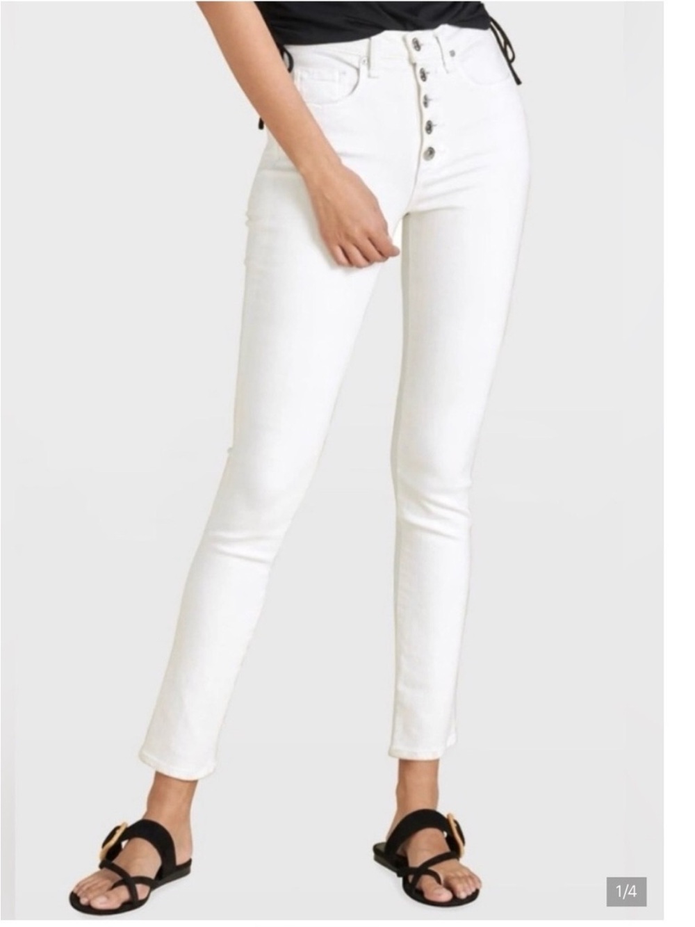 Veronica Beard Debbie Skinny High Rise White Stretch Denim Jean Size 0/25
